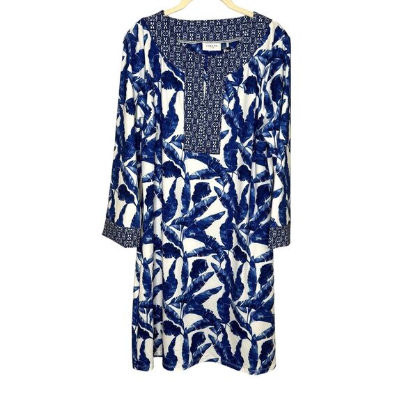 Cabana Life Other - Cabana Life Dress Womens Large Blue White Palm Print Tunic UPF 50 Sun Protection
